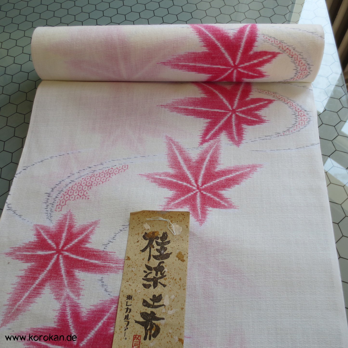 Ahornblatt Druck Kasuri Sommer Kimono Stoff