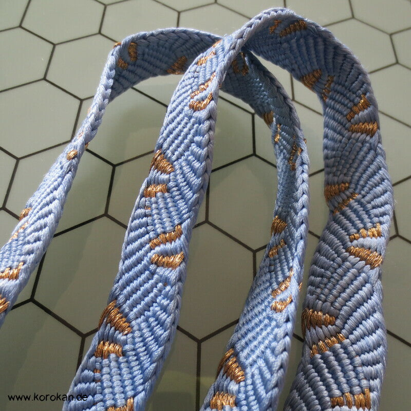 hellblaugoldnes Muschelwellenmuster Obijime, Seide / Lurex