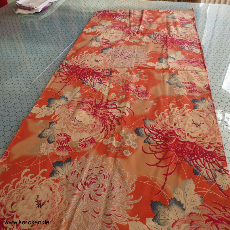 Rangiku Crazy Chrysantheme Baumwollstoff - dreifache Breite