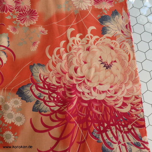 Rangiku Crazy Chrysantheme Baumwollstoff - dreifache Breite