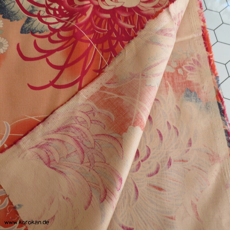 Rangiku Crazy Chrysantheme Baumwollstoff - dreifache Breite