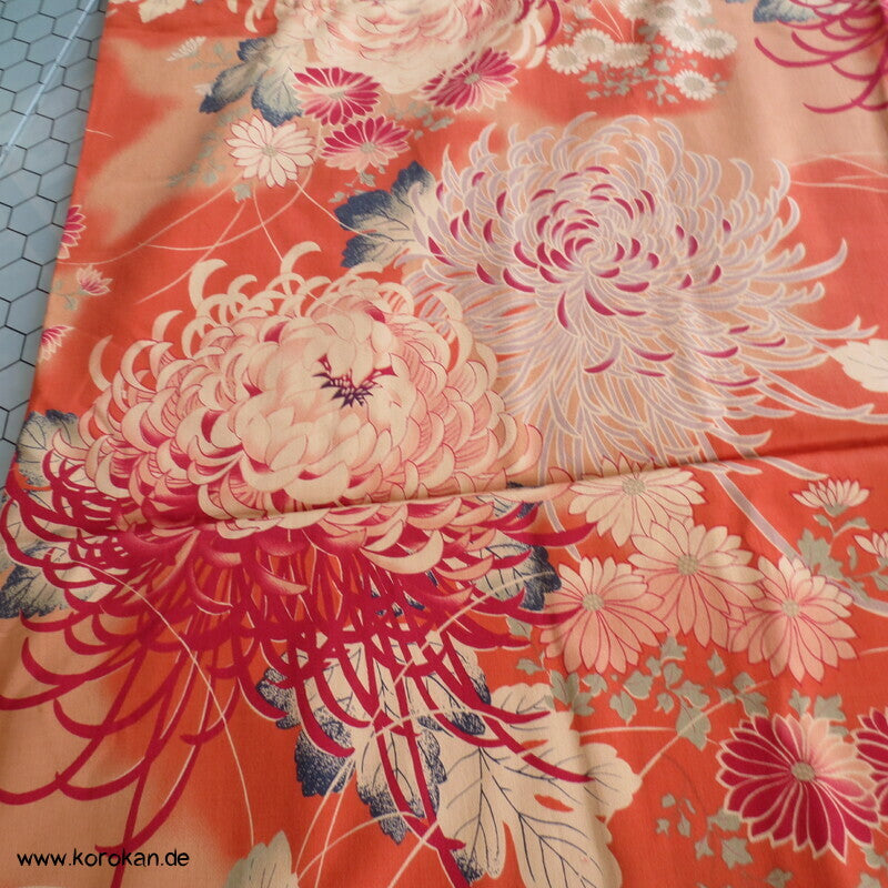 Rangiku Crazy Chrysantheme Baumwollstoff - dreifache Breite