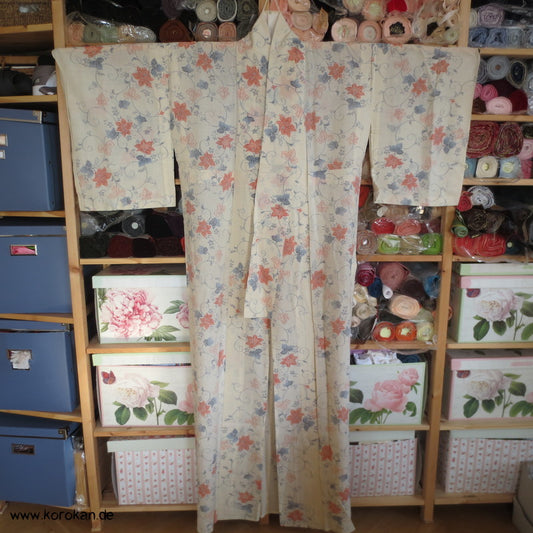 semitransparenter Hitoe - ungefütterter Kimono, Hanf / Seide