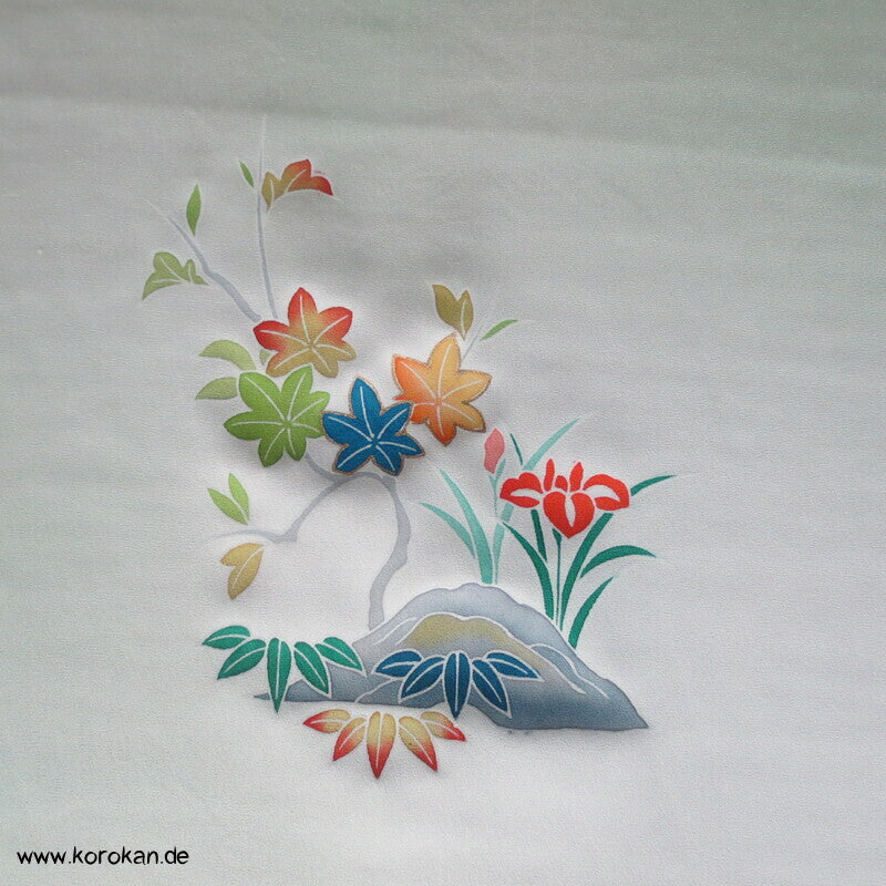 Blumen gemalt auf heller Seide Tanmono für Homongi