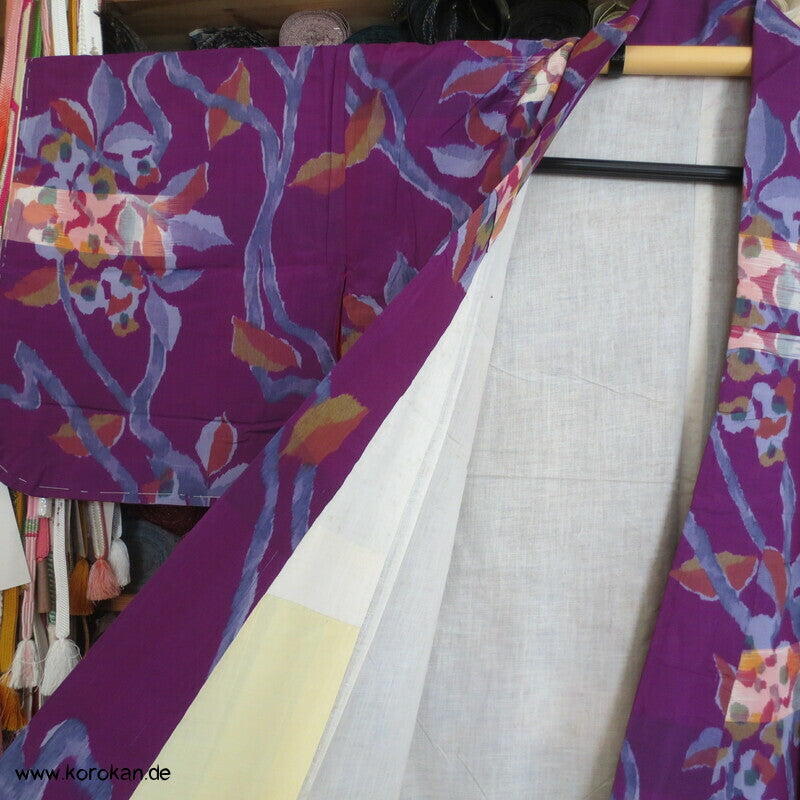 Art Deco Zweige, bunt, wild Meisen Rayon Kunstseiden Kimono