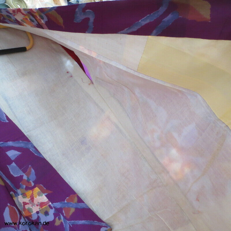 Art Deco Zweige, bunt, wild Meisen Rayon Kunstseiden Kimono