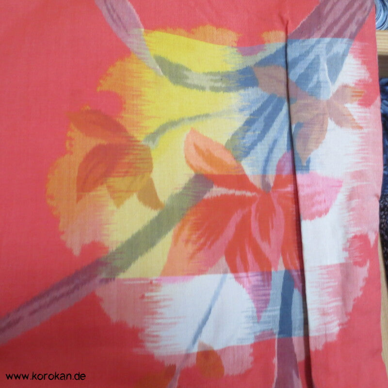 Japan Art Deco azalee mit Iris in Kreisen Meisen Seiden Kimono