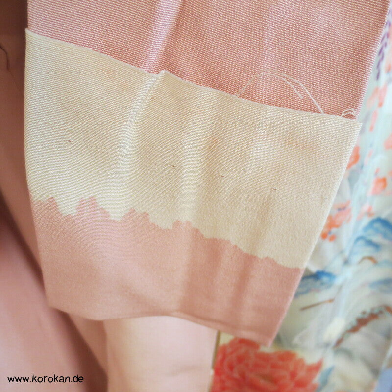 Gartenlandschaft Furisode Kimono Seiden Karieba