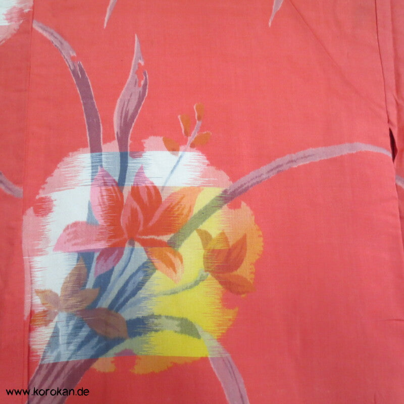 Japan Art Deco azalee mit Iris in Kreisen Meisen Seiden Kimono