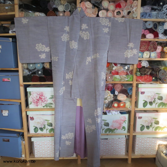 Sakura Kasuri Tsumugi Seiden Komon Kimono