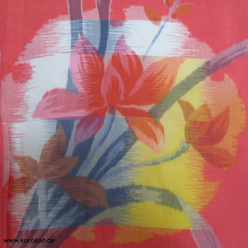 Japan Art Deco azalee mit Iris in Kreisen Meisen Seiden Kimono