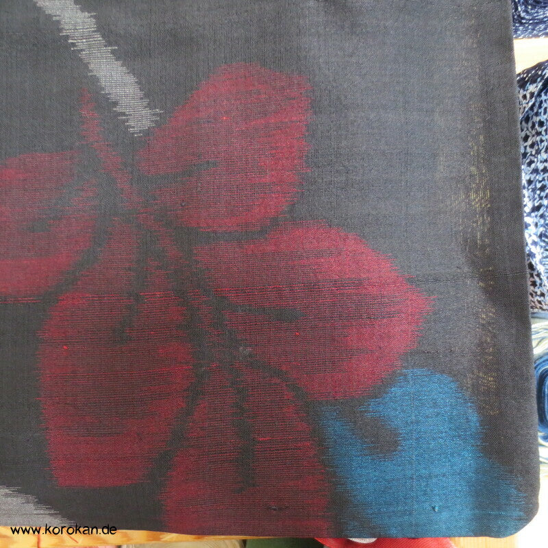 Japan Art Deco Sha Meisen Seiden Arabesken Kasuri Blätter Hitoe Kimono