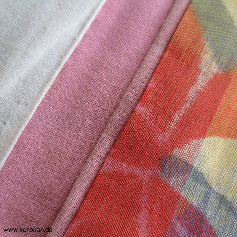 Japan Art Deco azalee mit Iris in Kreisen Meisen Seiden Kimono