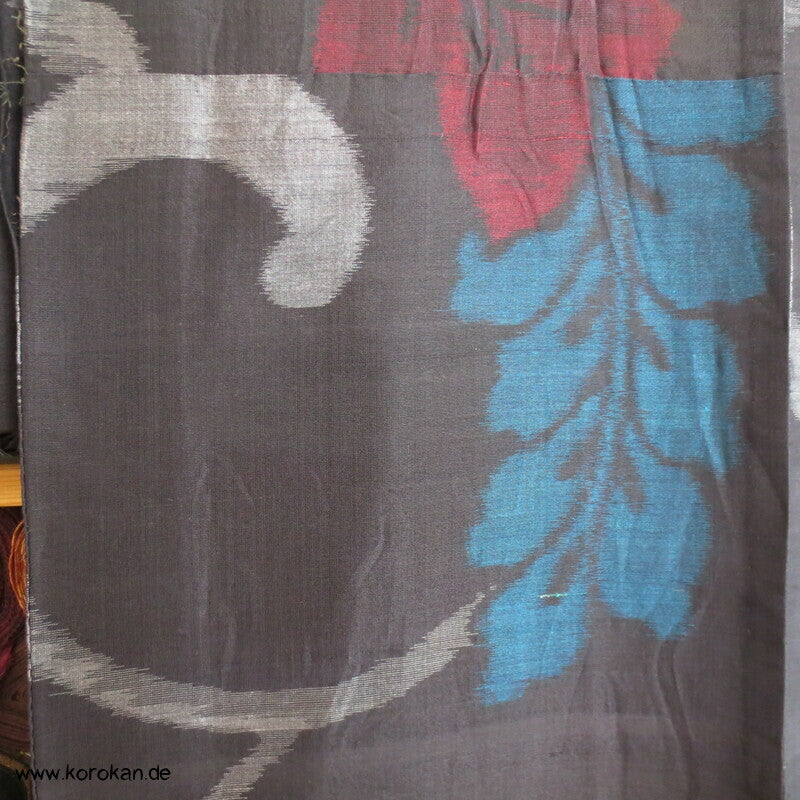 Japan Art Deco Sha Meisen Seiden Arabesken Kasuri Blätter Hitoe Kimono