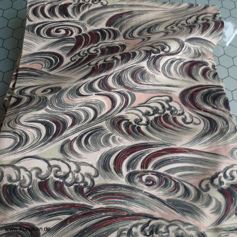 Wellen Nagoya Obi, feiner leichter Rips mit Druck