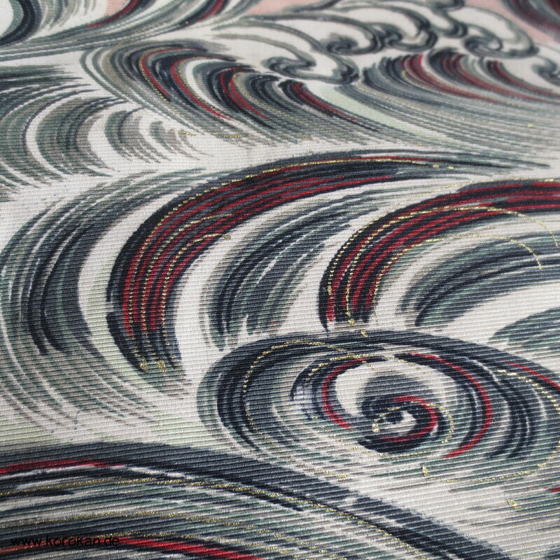 Wellen Nagoya Obi, feiner leichter Rips mit Druck