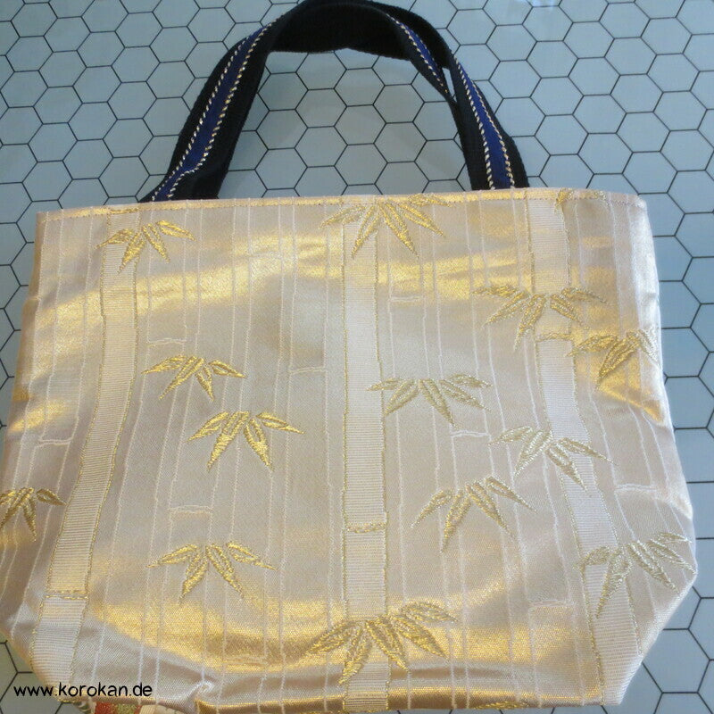 japanische Upcycling Tasche aus Kimono Obi Brokat, gefüttert mit Seide