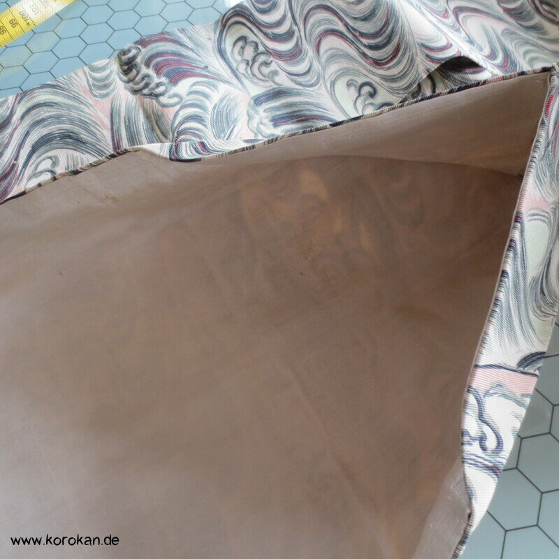 Wellen Nagoya Obi, feiner leichter Rips mit Druck