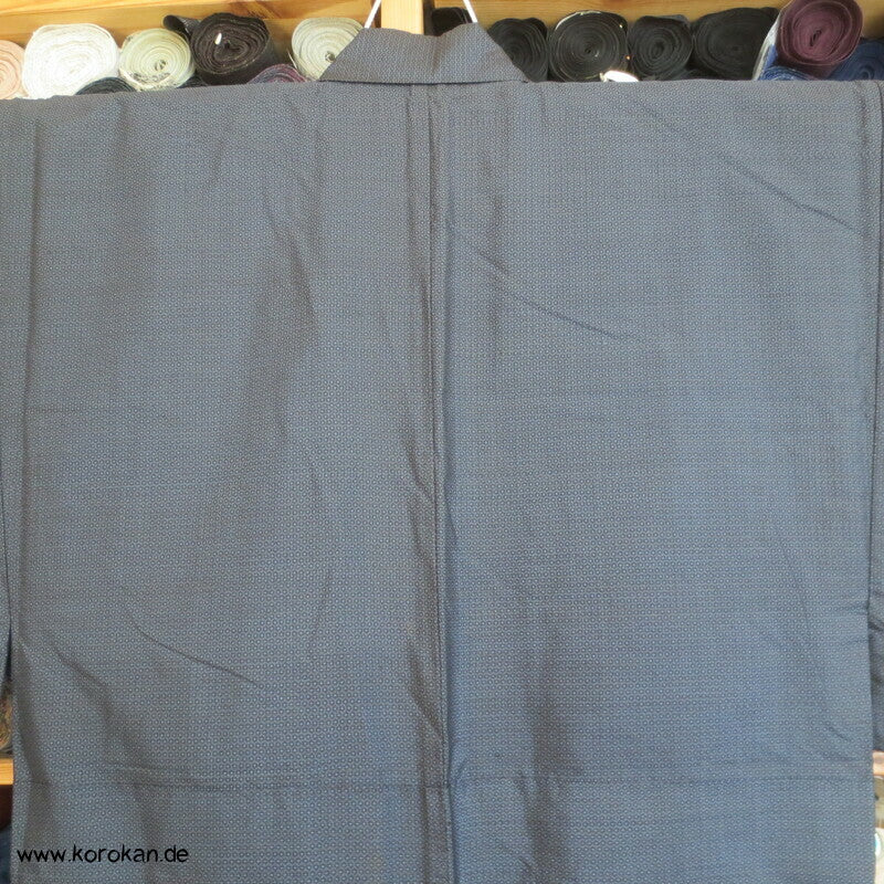 blauer Kikko Oshima Tsumugi Seiden Komon Kimono
