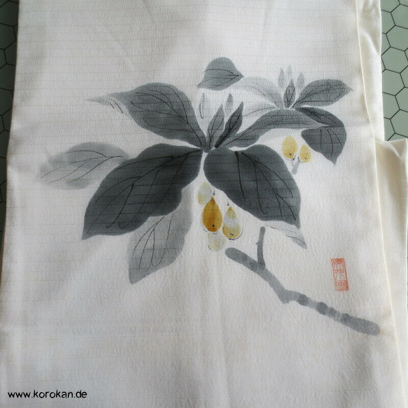 handgemalter Mispelzweig Sommer Nagoya Obi