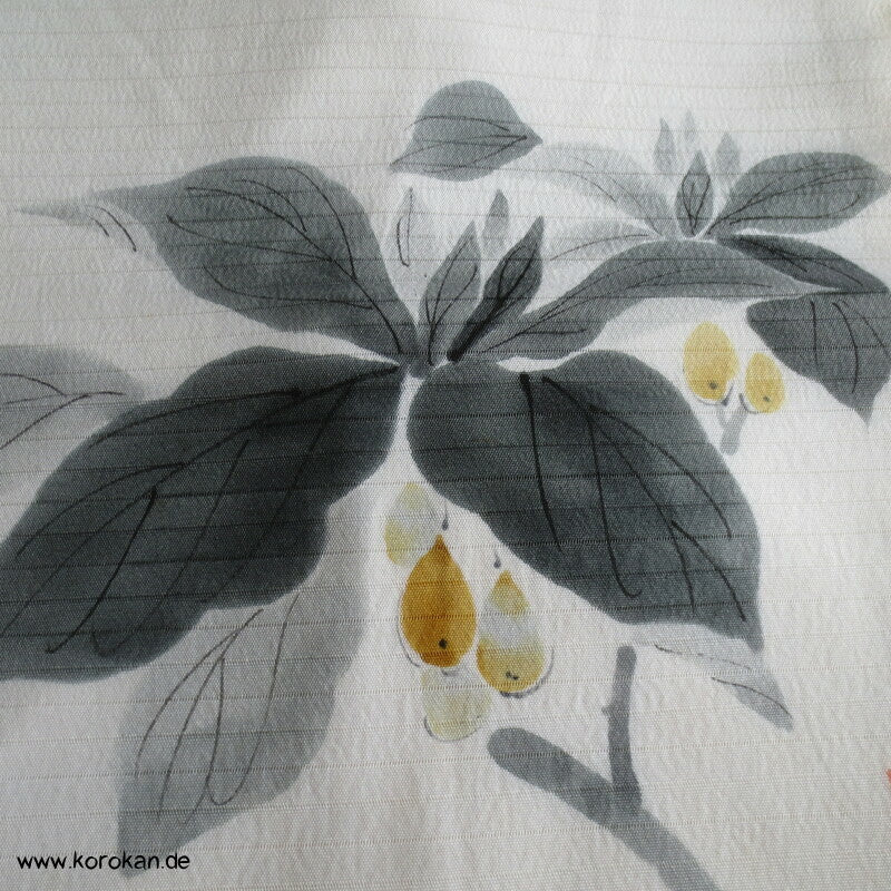 handgemalter Mispelzweig Sommer Nagoya Obi