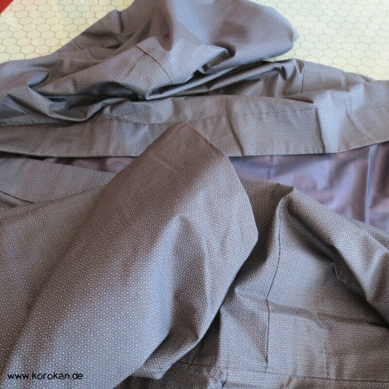blauer Kikko Oshima Tsumugi Seiden Komon Kimono