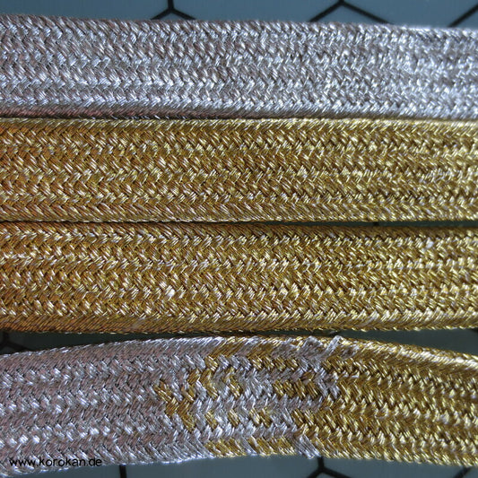 halb gold, halb silber Obijime, Seide / Lurex