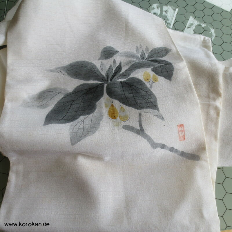 handgemalter Mispelzweig Sommer Nagoya Obi