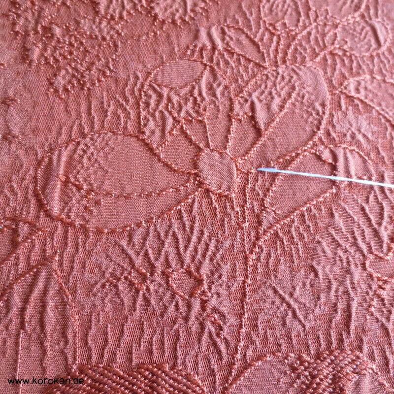 Blumen Matelassé Nagoya Obi, persimmon