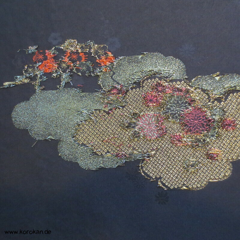 Wolken und Blüten Kimono Seide/ Lurex/ Urushi