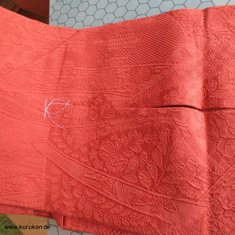 Blumen Matelassé Nagoya Obi, persimmon