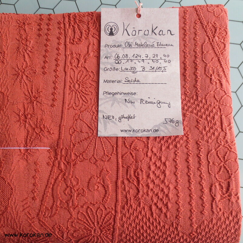 Blumen Matelassé Nagoya Obi, persimmon