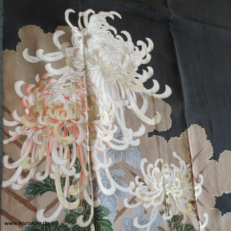 Crazy Chrysanthemen antiker Tomesode Kimono