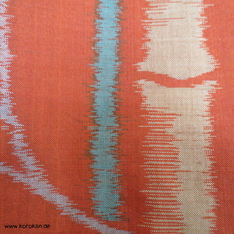 Japan Art Deco Bambus auf persimmon orange Meisen Seiden Kimono