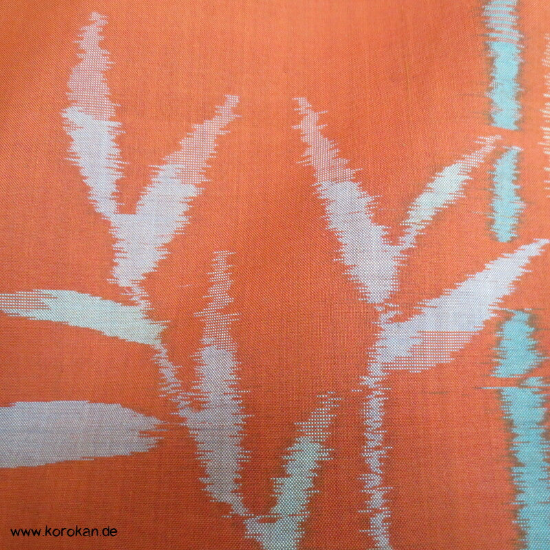 Japan Art Deco Bambus auf persimmon orange Meisen Seiden Kimono