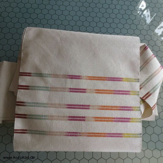 glänzende, bunte Streifen Vintage Nagoya Obi