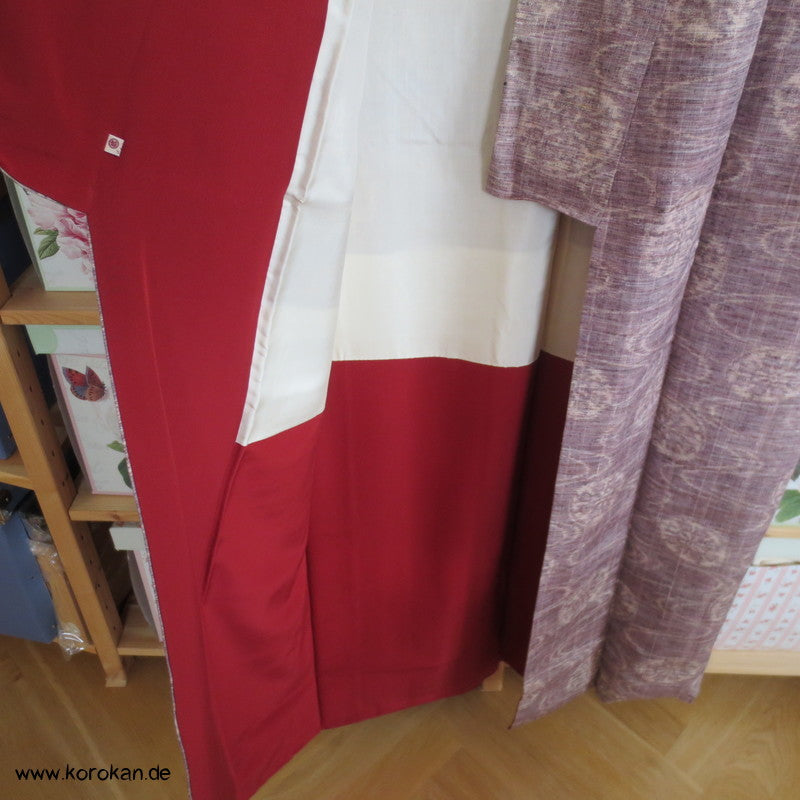 japanischer Genji Guruma Wasserrad Kasuri Tsumugi Seiden Kimono