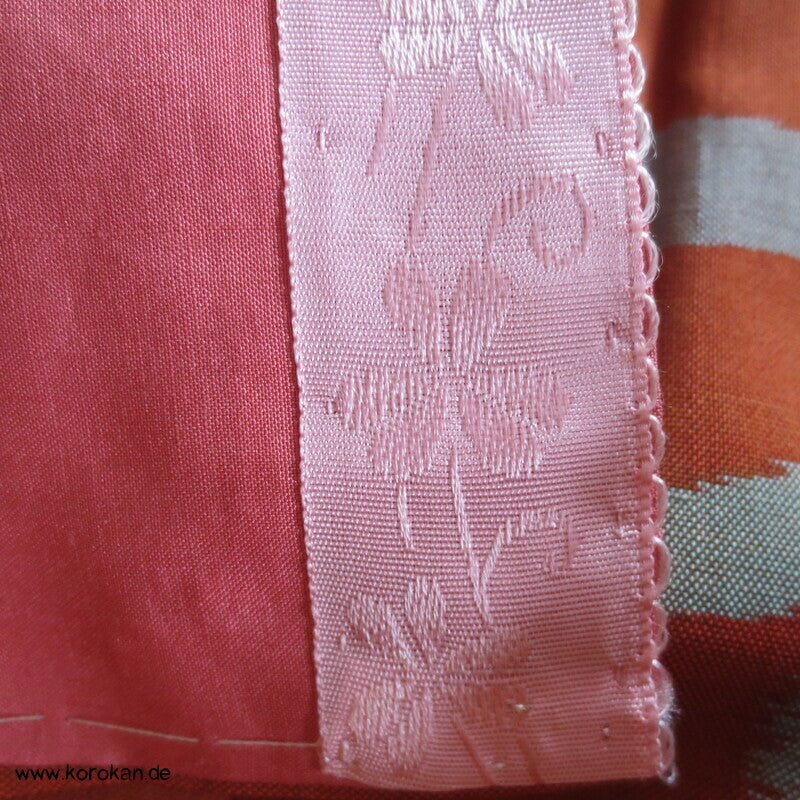 Japan Art Deco Bambus auf persimmon orange Meisen Seiden Kimono