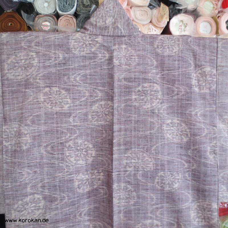 japanischer Genji Guruma Wasserrad Kasuri Tsumugi Seiden Kimono