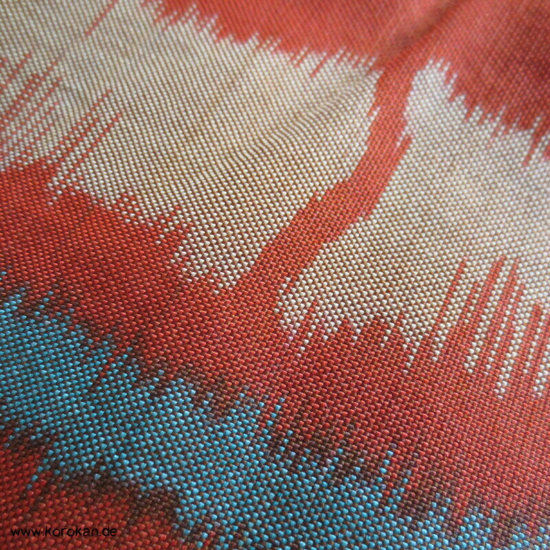 Japan Art Deco Bambus auf persimmon orange Meisen Seiden Kimono