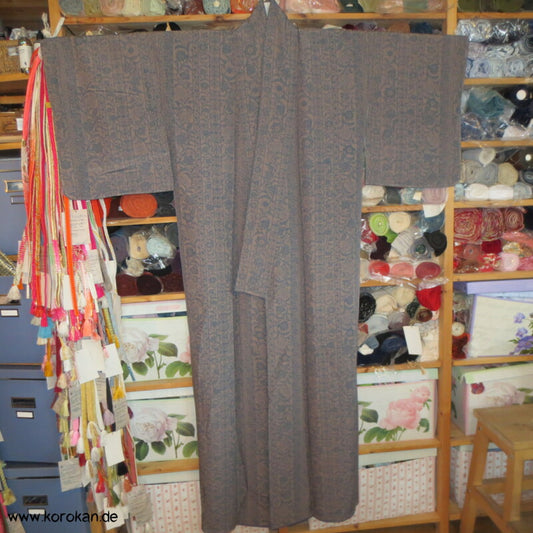 Arabesken Streifen, taupe - blaugrau Komon Kimono