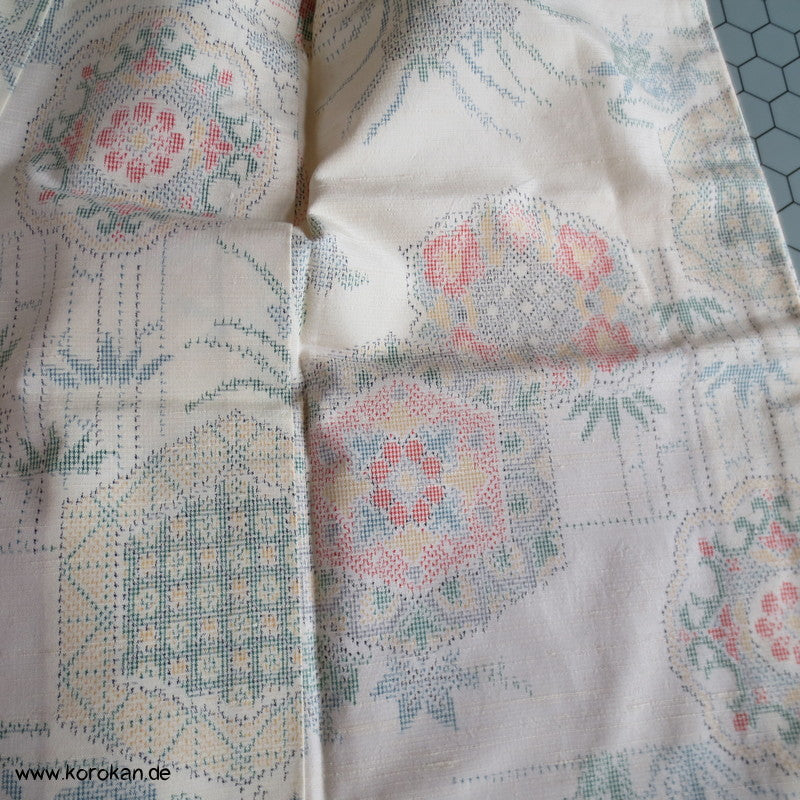 Iris, Spiegel, Bambus Kasuri Tsumugi Seiden Kimono, Japan
