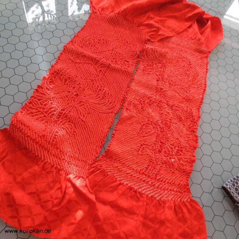 Kiku Chrysanthemen Shibori auf persimmon Shippo Rinzu Seidendamast