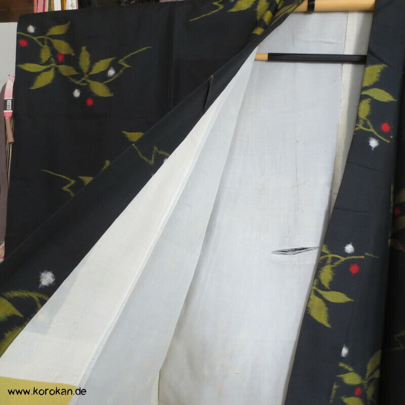Japan Art Deco Zweige Meisen Seiden Kimono
