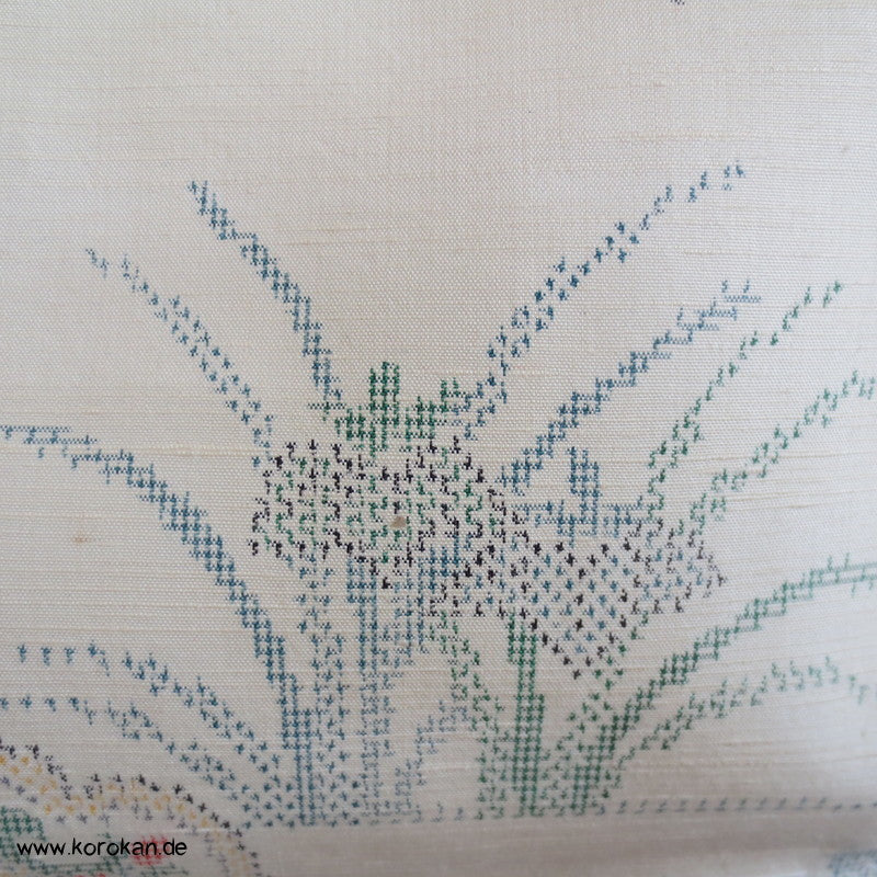 Iris, Spiegel, Bambus Kasuri Tsumugi Seiden Kimono, Japan