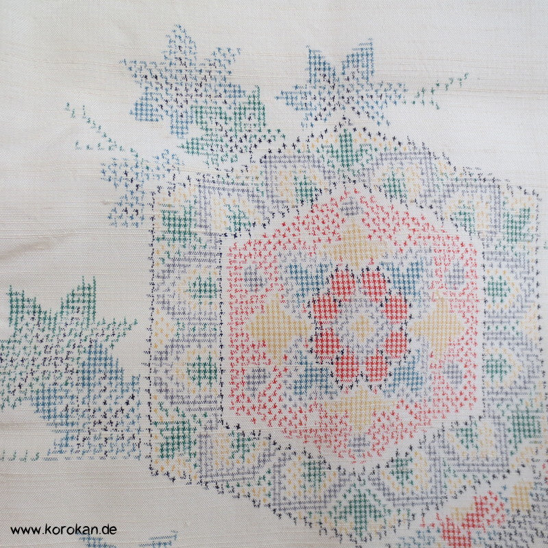 Iris, Spiegel, Bambus Kasuri Tsumugi Seiden Kimono, Japan