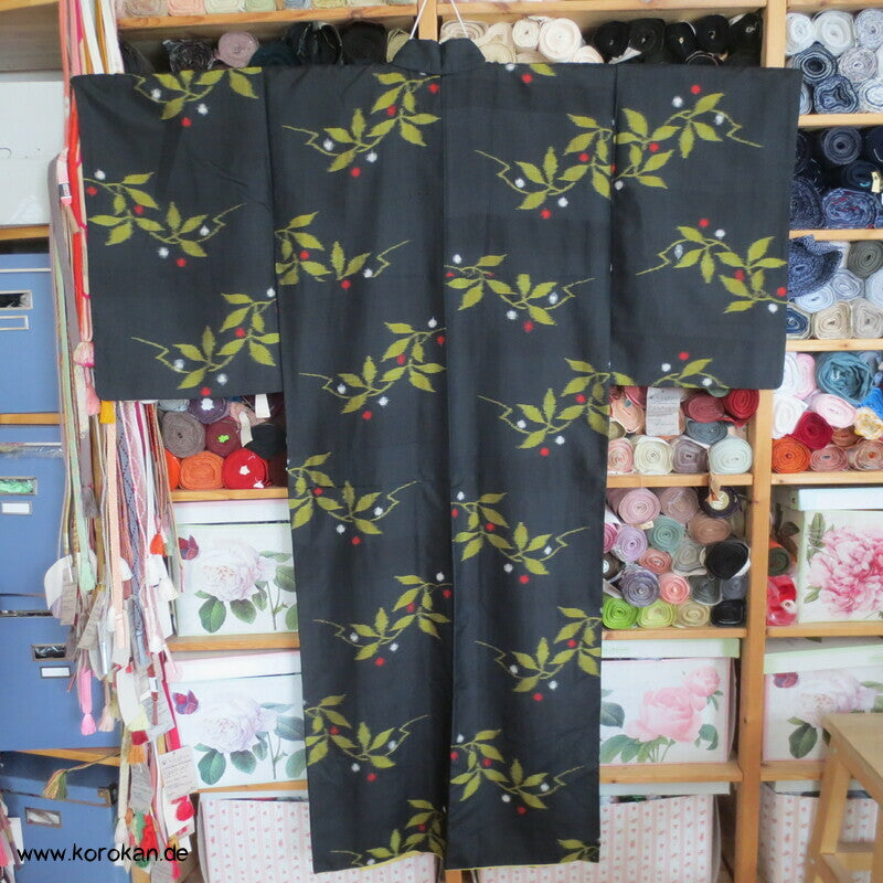 Japan Art Deco Zweige Meisen Seiden Kimono