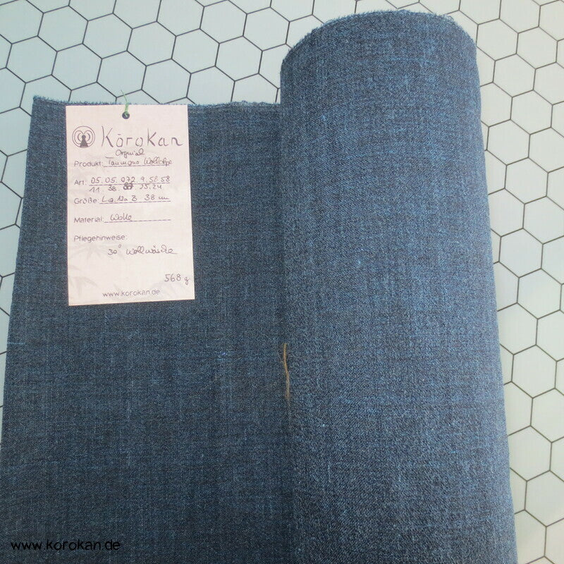 blau melierter Woll Crepe Georgette Kimono Tanmono Stoffrolle