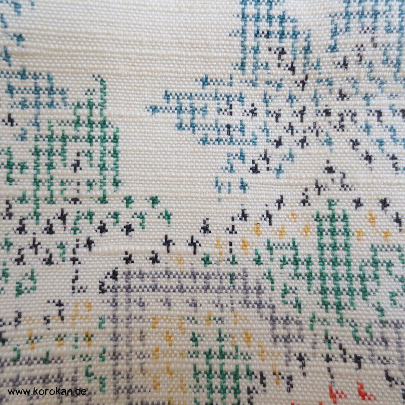 Iris, Spiegel, Bambus Kasuri Tsumugi Seiden Kimono, Japan