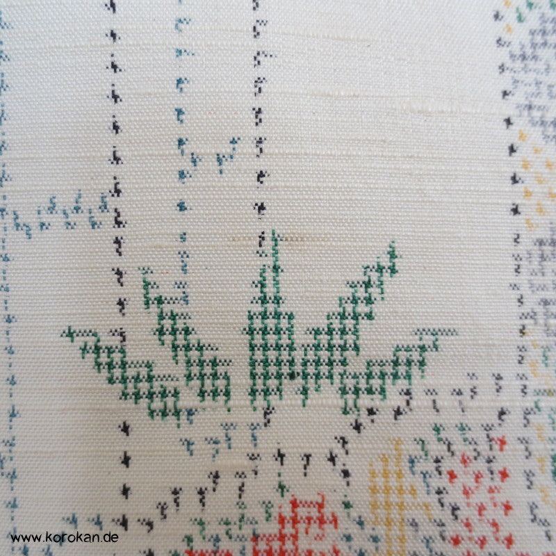 Iris, Spiegel, Bambus Kasuri Tsumugi Seiden Kimono, Japan